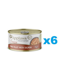 APPLAWS Cat Tin Senior - Filet de thon et saumon en gelée pour chats âgés - 6x70g