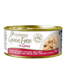 APPLAWS Cat Tin Grain Free Chicken with Duck in Gravy - Nourriture humide de Poulet et canard en sauce sans céréales - 70 g