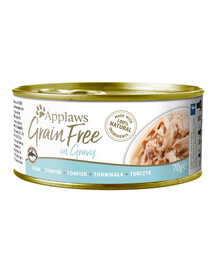 APPLAWS Cat Tin Grain Free Tuna in Gravy - Nourriture humide au thon en sauce - 70 g