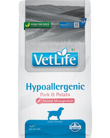 FARMINA VetLife Hypoallergenic Adult Pork - porc & pomme de terre nourriture diététique pour chiens destiné à réduire les intolérances alimentaires - 2 kg