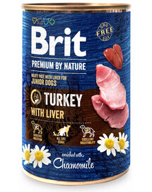 BRIT Premium by Nature Junior Turkey and liver - nourriture naturelle pour chiots à base de dinde et de foie - 400 g