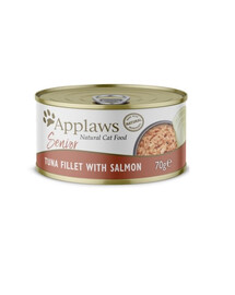 APPLAWS Cat Tin Senior - Nourriture humide de Thon et saumon pour chats séniors - 70g