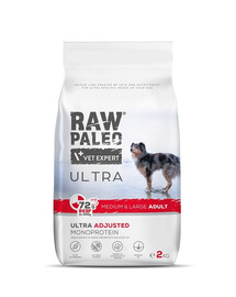 VETEXPERT RAW PALEO Ultra Beef Medium&Large Adult Pour les chiens adultes de moyennes et grandes races avec viande de bœuf 2 kg