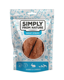 SIMPLY FROM NATURE Meat Strips - Bandes de viande de lapin et carottes pour chiens - 80 g