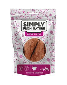 SIMPLY FROM NATURE Meat Strips - Bandes de viande de dinde et de noix de coco pour chiens - 80 g