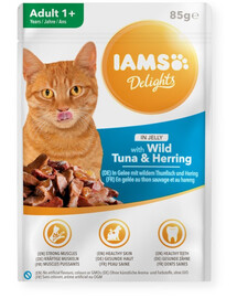 IAMS Cat Adult All Breeds Tuna & Herring In Jelly - Thon et hareng en gelée - 85g