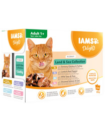 IAMS Delights Adult All Breeds Land&Sea In Gravy - Collection Terre & Mer en sauce - 12X85 g