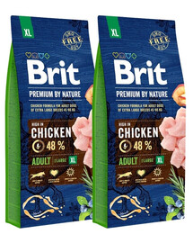 BRIT Premium By Nature Adult Extra Large XL - Nourriture complète au poulet pour chiens adultes de très grandes races - 30 kg (2 x 15 kg)