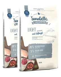 SANABELLE Light - viande de volaille - chats souffrant de surpoids - 20 kg (2 x 10 kg)
