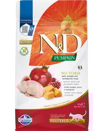 FARMINA N&D Neutered - Caille, potiron & grenade pour Chats castrés - 300 g