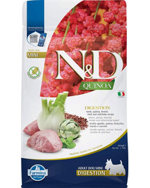 FARMINA N&D Quinoa Dog Adult Mini Digestion Grain Free - agneau, quinoa, fenouil et artichaut pour chiens adultes de petites races avec troubles digestifs - 800g