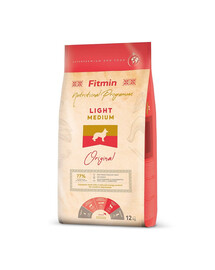 FITMIN dog medium light - viande de volaille pour chiens adultes de races moyennes peu actif - 12 kg
