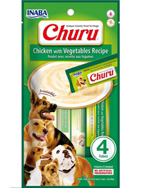 INABA Churu Chicken with vegetables - friandise crémeuse au poulet et aux légumes pour chiens - 4x14g