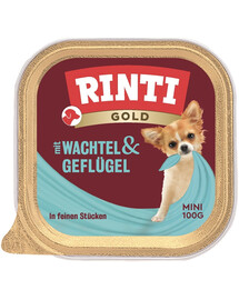 RINTI Gold Quail&Poultry Mini - cailles & volailles pour chiens de petites races - 100 g