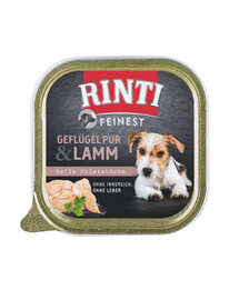 RINTI Feinest Poultry Pure&Lamb - volaille & agneau pour chiens en surpoids - 150 g