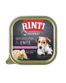 RINTI Feinest Poultry Pure&Duck - volaille & canard pour chiens en surpoids - 150 g