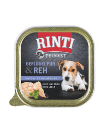 RINTI Feinest Poultry Pure&Deer - volaille & cerf pour chiens en surpoids - 150 g