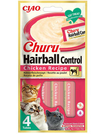 INABA Churu Hairball Chicken Contrôle des boules de poils au poulet 4x14 g