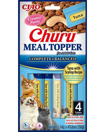 INABA Meal Topper Tuna&Scallop Garniture de repas au thon et à la coquille Saint-Jacques 4x14 g