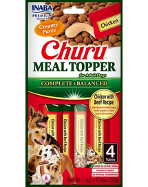INABA Dog Meal Topper Chicken&Beef Garniture de repas au poulet et au bœuf 4x14 g