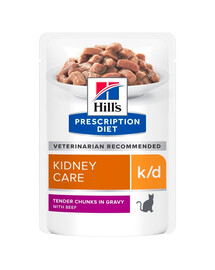 HILL'S Prescription Diet Feline k/d au bœuf 12x85 g en sachets