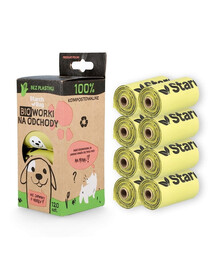 STARCH BAG Sacs compostables BIO pour matières fécales 8 rouleaux x 15 pièces, couleur verte