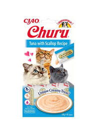 INABA Churu Cat - Friandise crémeuse au thon et noix de Saint-Jacques pour chat - 56 g