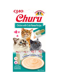 INABA Churu Cat friandise crémeuse au poulet et au crabe pour chats 56 g