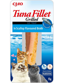 INABA Tuna fillet in scallop broth - filet de thon grillé dans bouillon avec noix de Saint-Jacques pour chats - 15g