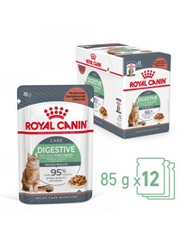 ROYAL CANIN Digest SENSITIVE - nourriture humide en sauce pour chats adultes, tube digestif sensible - 48x85 g (4 boites de 12 sachets de 85g)