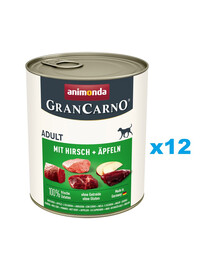 ANIMONDA GranCarno Adult - Nourriture humide avec du cerf et des pommes pour chiens - 12x800 g