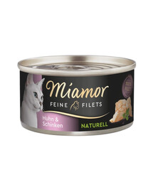 MIAMOR Feine Filets Naturell Chicken&Ham - Pâtée de poulet et jambon dans leur sauce 80g
