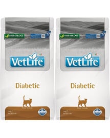FARMINA Vet life Diabetic Cat aliments secs pour chats atteints de diabète sucré 2 x 2 kg