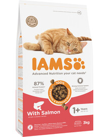 IAMS Cat Adult All Breeds Croquettes avec saumon et poulet 3 kg