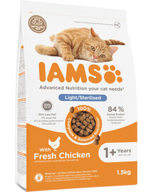 IAMS for Vitality Sterilised nourriture pour chats adultes après stérilisation avec du poulet 1,5 kg