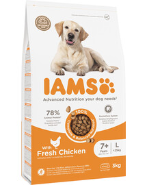 IAMS For Vitality Senior Large Breed Chicken 3 kg croquettes pour chiens âgés de grandes races au Poulet