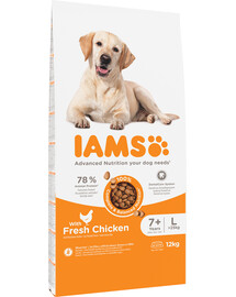 IAMS For Vitality Senior Large Breed Chicken 12 kg Croquettes pour chiens âgés de grandes races au Poulet
