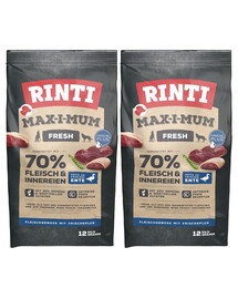 RINTI MAX-I-MUM Duck - Croquettes de canard sans céréales - 2 x 12 kg