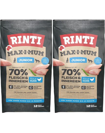 RINTI MAX-I-MUM Junior Chicken - Croquettes de poulet pour chiots - 2 x 12 kg
