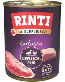RINTI Singlefleisch Exclusive Poultry Pure aliments monoprotéiques pour volailles 800 g