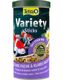 TETRA Pond Variety Sticks - trois sticks différents comme nourriture principale pour tous les poissons de bassin - 1 L
