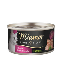 MIAMOR Feine Filets Naturell Tuna&Crab - Pâtée de thon et crabe dans leur sauce 80g