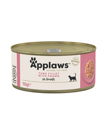APPLAWS Cat Tin - Filet de thon et crevettes en bouillon - 156 g