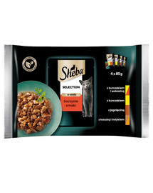 SHEBA Selection in Sauce Sachet de saveurs juteuses 4 x 85g