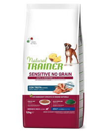 TRAINER Natural Sensitive No Grain Medium Maxi Adult avec la truite 12kg