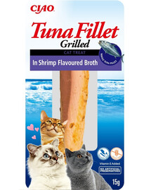 INABA Tuna fillet in shrimp broth - filet de thon dans un bouillon aromatisé aux crevettes pour chats - 15g