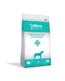 CALIBRA Veterinary Diet Dog Hypoallergenic Skin&Coat Support - pour soutenir la fonction cutanée et le pelage - 12 kg