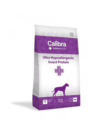 CALIBRA Veterinary Diet Dog Ultra-Hypoallergenic Insect - protéines d'insectes pour la réduction des intolérances alimentaires - 12 kg
