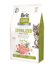 BRIT CARE Grain-Free Sterilized Immunity - formule hypoallergénique avec porc sans céréales pour chats stérilisés - 7 kg