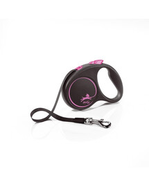FLEXI Laisse automatique Black Design S sangle 5 m couleur rose